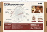 Box for a Viking Dragon Ship model kit by ROKR with illustrations and text.