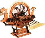 Wooden model of a Viking Dragon Ship Mechanical 3D Wooden Puzzle with mechanical elements on a white background