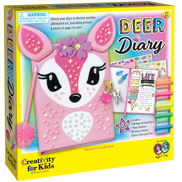 Box of 'Deer Diary' craft kit by Creativity for Kids with pink deer face design.