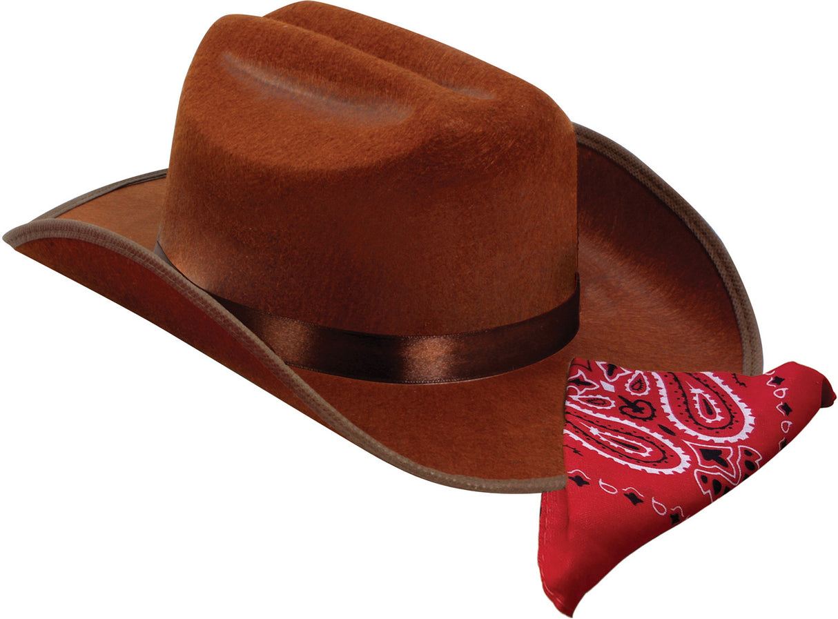 Jr. Cowboy Hat (Brown) w/Bandanna 