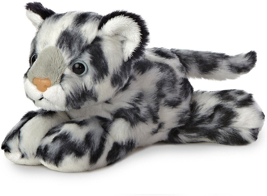 Plush toy snow leopard on a white background