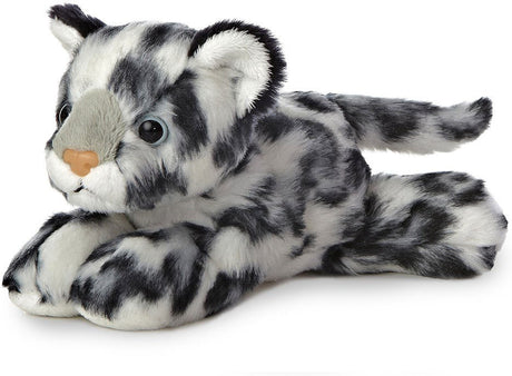 Plush toy snow leopard on a white background