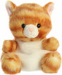 Plush toy cat with orange and white fur on a white background