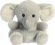 Plush elephant toy on a white background