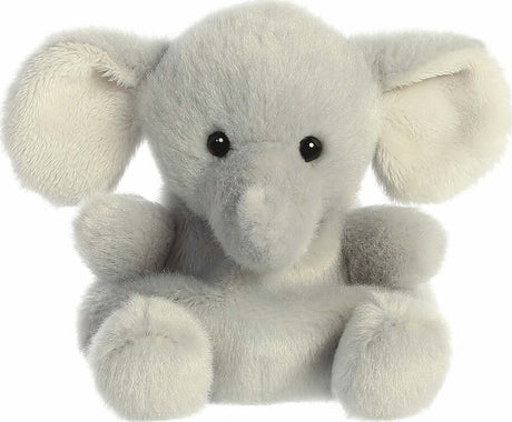 Plush elephant toy on a white background