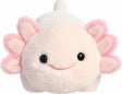 Plush axolotl with pink gills on a white background