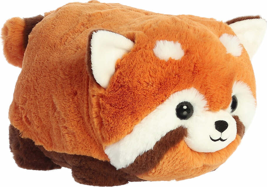 Plush toy of a red panda on a white background