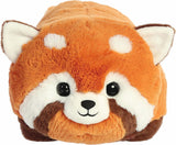 Plush toy red panda on a white background