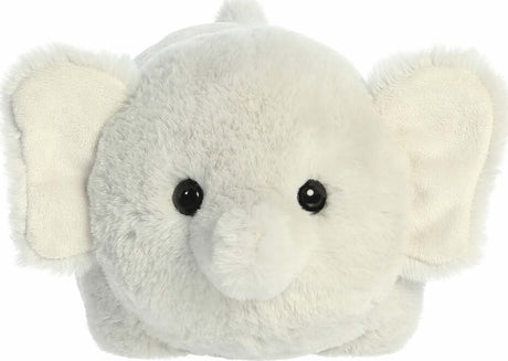 Plush elephant toy with a white background