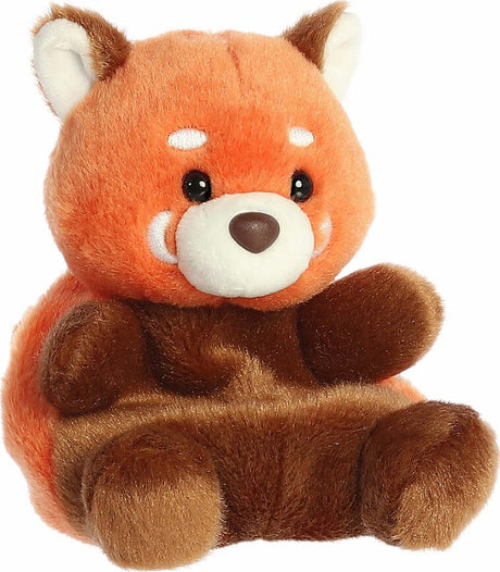 Plush toy red panda on a white background