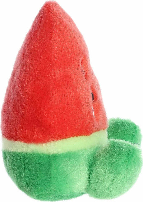 Plush watermelon toy with a white background