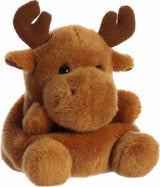 Plush moose toy on a white background