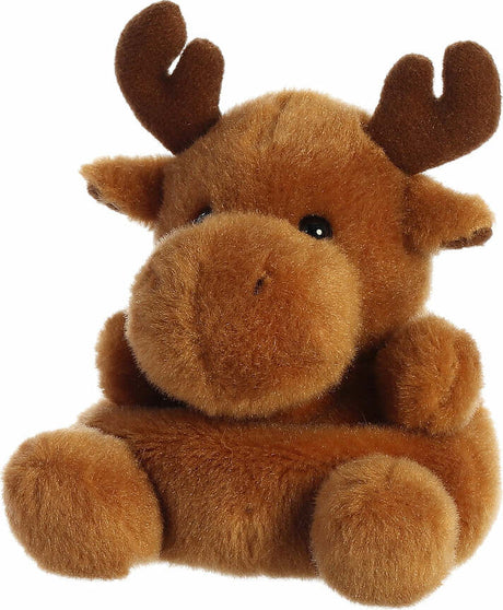 Plush moose toy on a white background