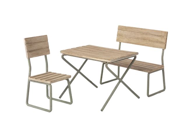 Maileg Garden Set, Table W. Chair and Bench