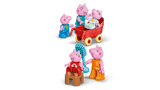 Toy figures of Peppa Pig and friends on a transparent background