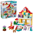 LEGO Duplo set with Peppa Pig  Family House and characters with house model on a green background
