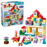 LEGO Duplo set with Peppa Pig  Family House and characters with house model on a green background