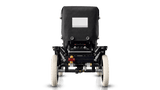 Back view of a black LEGO  Ford Model T on a green background