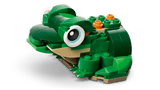  LEGO Creator: Turtle with a Water Lily Flower Green toy frog made of interlocking bricks on a gray background