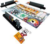 Board game Bomb Busters with colorful components and cards on a white background