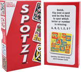 SPOTZ! card game packaging with cards and instructions on a white background