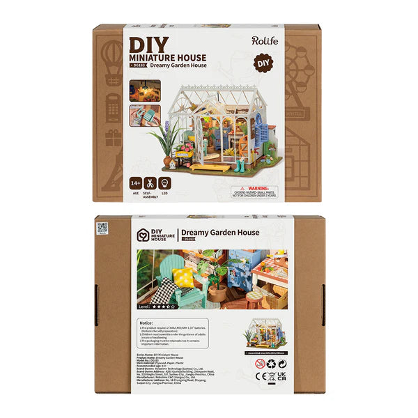 Rolife Dreamy Garden House DIY Miniature House Kit packaging on a white background