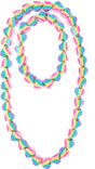 Colorful Heart of Many Colours Necklace & Bracelet Set with rainbow pattern on a white background