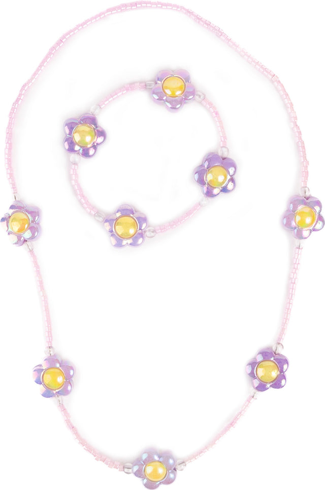 Crazy for Daisies Necklace & Bracelet Set with flower-shaped pendants on a white background