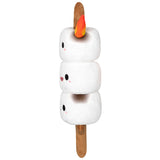 Soft plush toy designed as three cute marshmallows stacked on a stick with a small flame on top, resembling Mini Comfort Food Marshmallows.