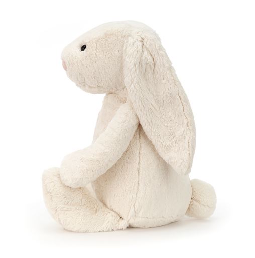 Bashful Cream Bunny Really Big plush stuffed animal sitting upright with soft cream-colored fur and long floppy ears, perfect as a cozy toddler toy or gift.