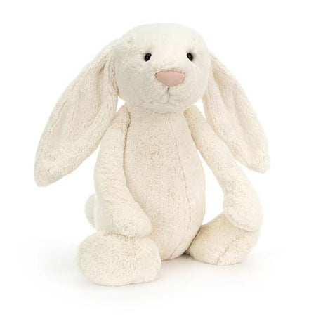 Bashful Cream Bunny Really Big is a soft, cream-colored plush bunny with long floppy ears, perfect as a cuddly stuffed animal for children and toddler toys.