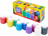 Washable Kids Paint - 10 Count set with bottles and packaging on a white background
