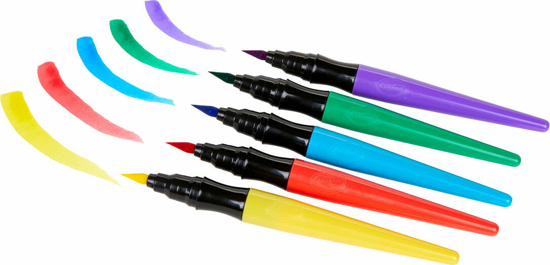 Set of colorful Paint Brush Pens - Classic - 5 Count  with visible color swatches on a white background
