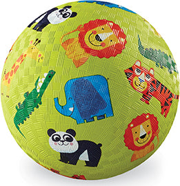 5" Playground Ball - Jungle Colorful ball with animal illustrations on a white background