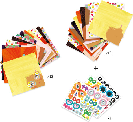 Pretty Faces Origami Paper Craft Kit supplies