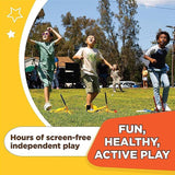 Children playing outdoors with Stomp Rocket® Jr. Rockets with 8 rockets and text about screen-free play