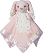 Parsnip Pink Bunny Snuggler  security blanket with floral pattern on a white background