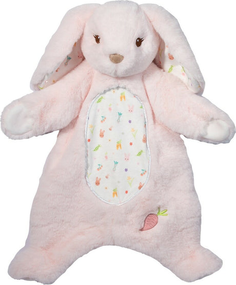 Parsnip Pink Bunny Sshlumpie plush bunny toy with a white patch on a white background