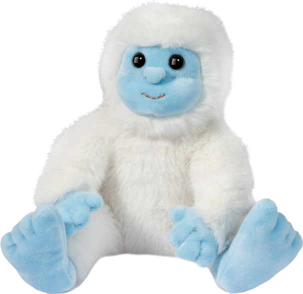 Shiver Yeti plush toy resembling a snow creature with white fur and blue accents on a white background