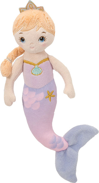 Plush Nina Purple Mermaid toy with blonde hair, purple tail, and starfish on a white background