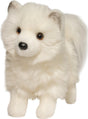 Plush Phoebe Pomsky on a white background