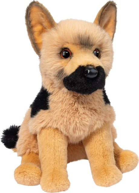 Plush Steel German Shepherd on a white background