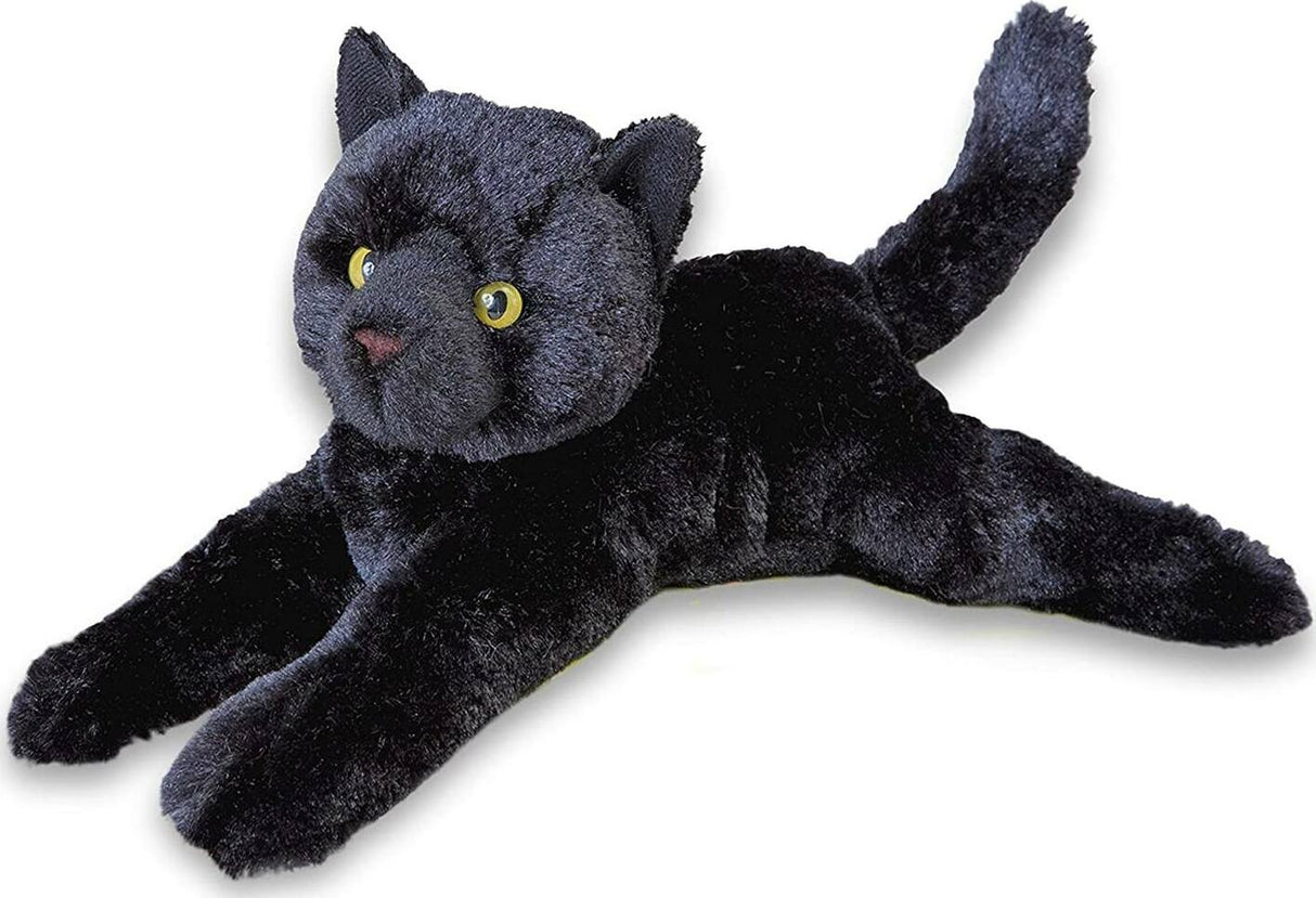 Plush Tug Black Cat on a white background