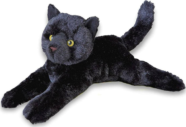 Plush Tug Black Cat on a white background