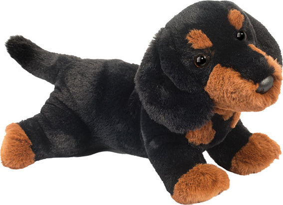 Plush toy Dottie Dachshund Soft dog on a white background