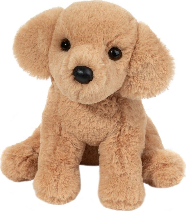 Plush Goldie Soft Golden Retriever on a white background