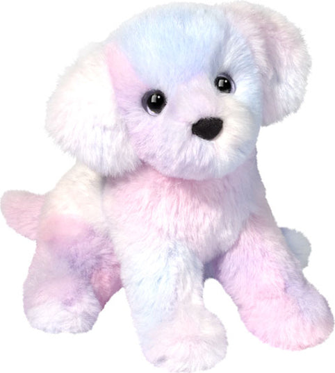 Pastel-colored Taffie Rainbow Dog Mini Soft plush on a white background