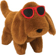 Plush Danette Dachshund Muzzle w/ Sunglasses dog toy with red sunglasses on a white background
