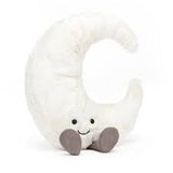 White Amuseables Moon plush toy with a smiling face on a white background