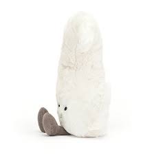 White plush Amuseables Moon with a small gray foot on a white background